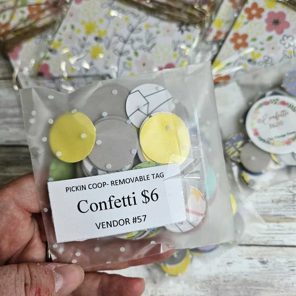 Colorful Floral and Polka Dot Party Bags with Confetti